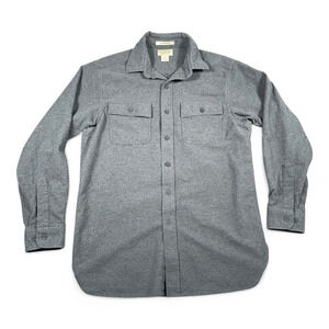 Vintage LL Bean Shirt Adult MEDIUM Gray Chamois Flannel Outdoor Heritage Y2K